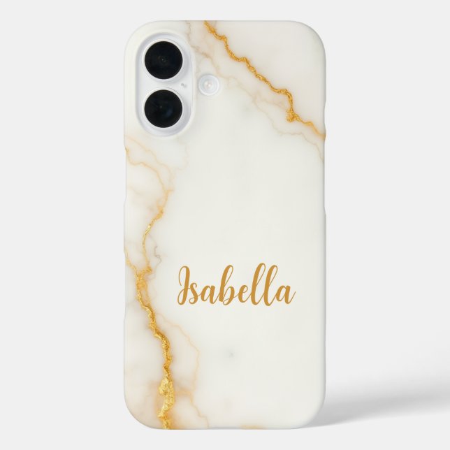 Gold Glitzer Marble Stilvoll iPhone 16 Hülle (Rückseite)