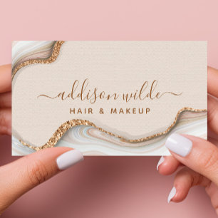 Gold Glitzer Marmor Achat Moderne Chic QR-Code Visitenkarte