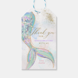 Gold Glitzer Mermaid Schwanz Vielen Dank für Ihr I Geschenkanhänger