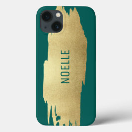 Gold Glitzer Metallic Brush Stroke, dunkel Aquamar Case-Mate iPhone Hülle