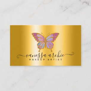 Gold Glitzer Metallic Foil Butterfly Logo Visitenkarte