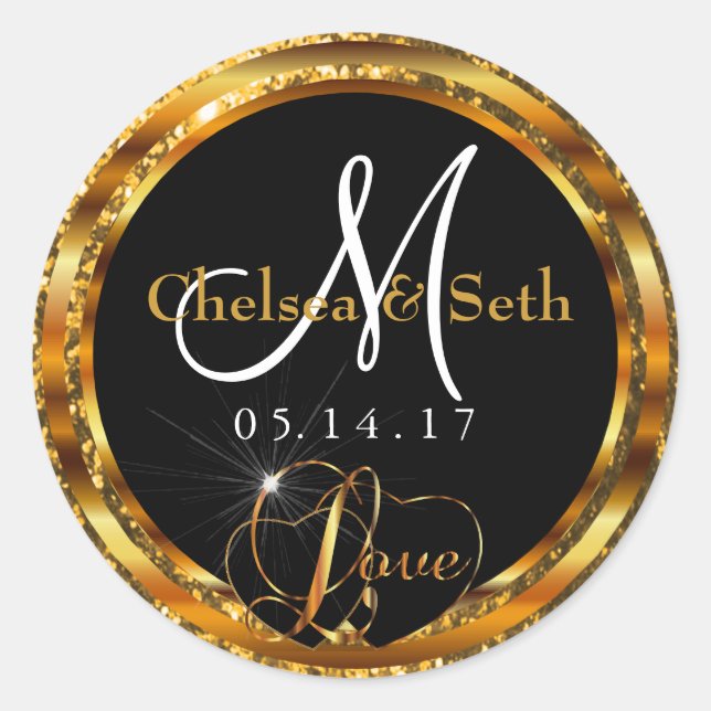 Gold Glitzer & Metallic | Personalisieren Runder Aufkleber (Vorderseite)