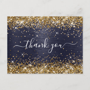 Gold Glitzer Midnight Blue Foil Geburtstag Vielen  Postkarte