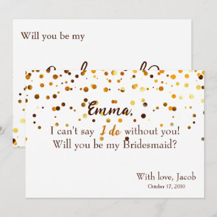 Gold Glitzer Minimal Script Bridesmaid Vorschlag Einladung