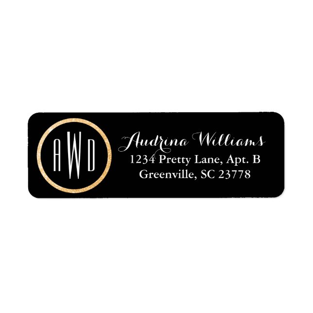 Gold Glitzer Mit Monogramm Black (Vorne)