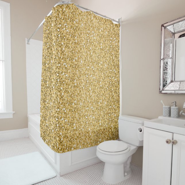 Gold Glitzer mit schwarzen und weißen Spargeln Duschvorhang (Beispiel)