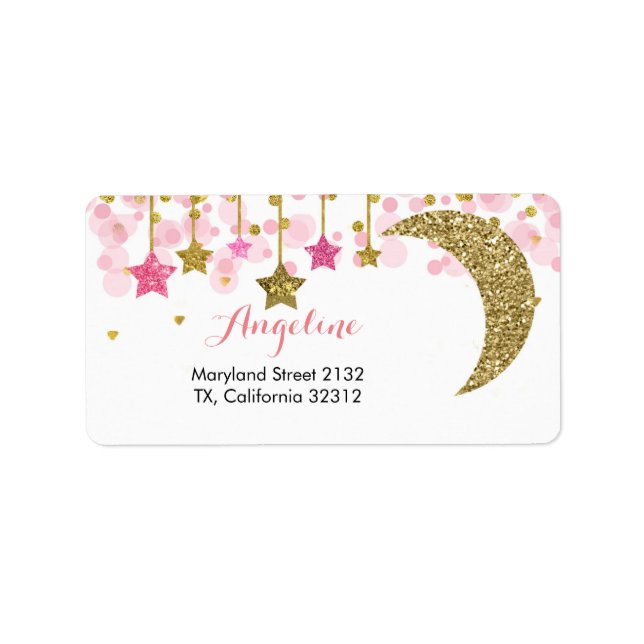 Gold Glitzer Modern Modern Address Label Adressaufkleber (Vorne)