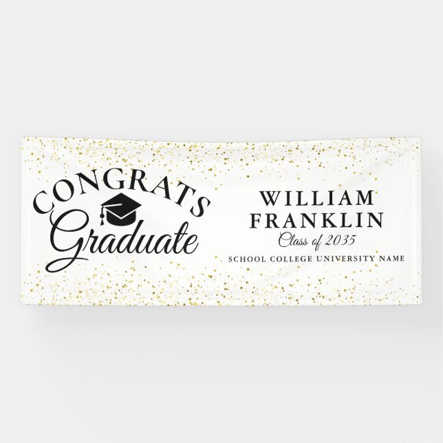 Gold Glitzer Moderne Elegante Abschluss Banner (Horizontal)
