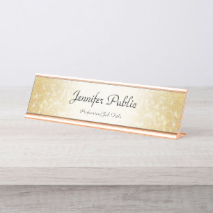 Gold Glitzer Moderne Elegante trendige Vorlage Schreibtischnamensplakette