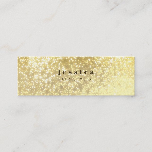Gold Glitzer Moderne Haare-Treppenkarte Mini Visitenkarte (Vorderseite)
