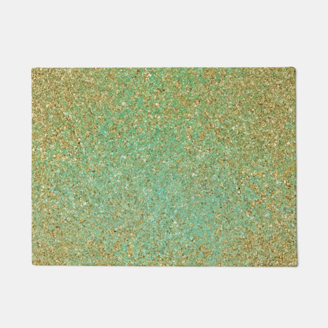 Gold Glitzer Modernes Trendy Glam Personalisiert Fußmatte (Vorderseite)