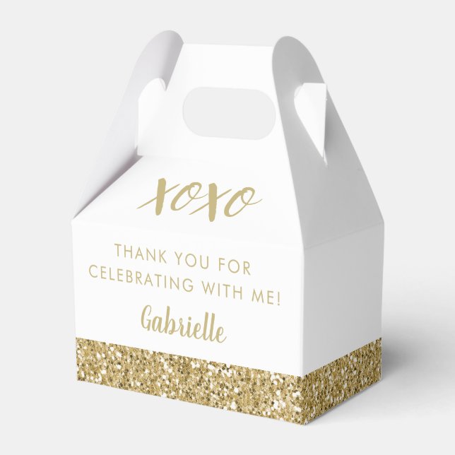 Gold Glitzer Modernes XOXO Girly Party Geschenkschachtel (Vorderseite)