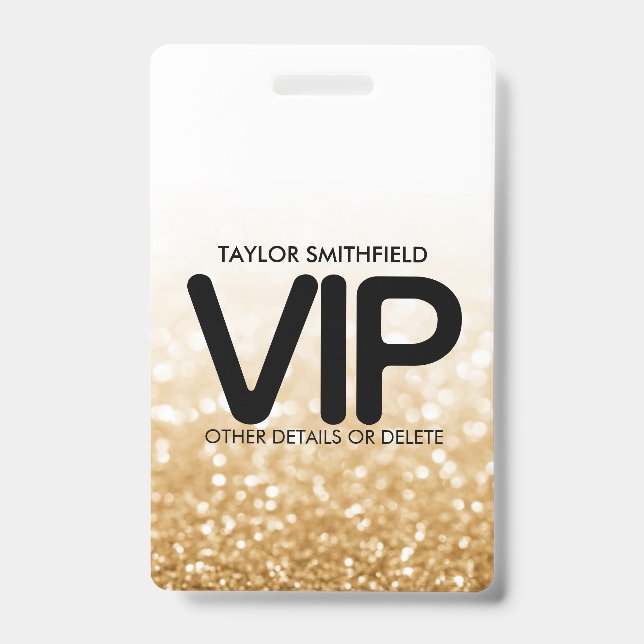 Gold Glitzer modische VIP Lanyard Abzeichen-Brand Ausweis (Front)