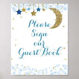 Gold Glitzer Mond Bitte unterzeichnen Sie unser Gä Poster
