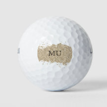 Gold Glitzer Monogram Golf Ball