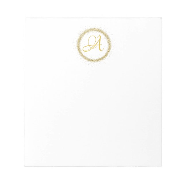 *~* Gold Glitzer Monogram, Initial Girly Minimal Notizblock (Vorderseite)