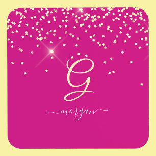 Gold Glitzer & Monogram, Name des weißen Drehbuchs Getränkeuntersetzer