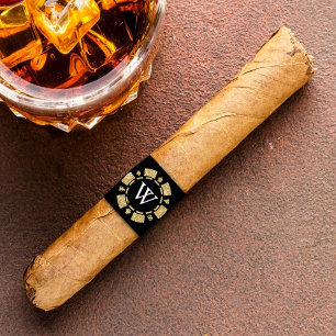 Gold Glitzer Monogram Poker Chip Casino