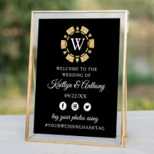Gold Glitzer Monogram Poker Chip Casino Hochzeit