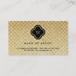 Gold Glitzer Monogram Quatrefolie Chic Visitenkart Visitenkarte