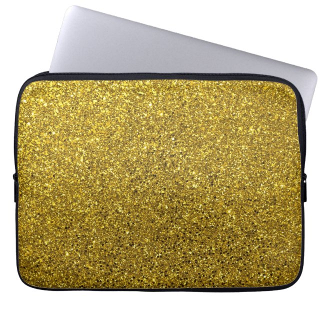 Gold-Glitzer-Muster Laptopschutzhülle (Vorderseite)