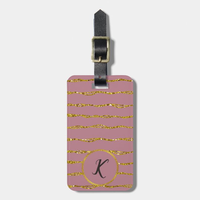 Gold-Glitzer-Muster und Blush-Pink-Gepäckmarke Gepäckanhänger (Vorderseite vertikal)