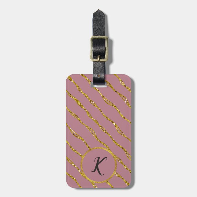 Gold-Glitzer-Muster und Blush-Pink-Gepäckmarke Gepäckanhänger (Vorderseite vertikal)
