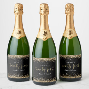 Gold Glitzer Name Cheers 21. Black