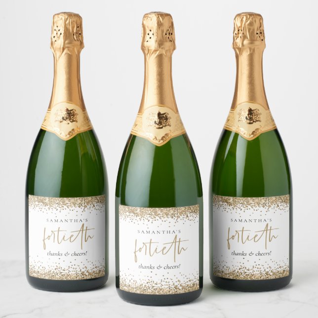 Gold Glitzer Name Cheers Fortieth Birthday (Flaschen)