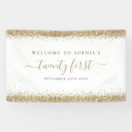 Gold Glitzer Name Datum Willkommen am 21. Banner