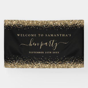 Gold Glitzer Name Datum Willkommen beim Hen Party Banner