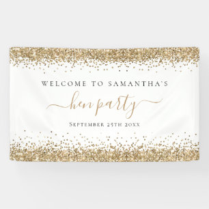 Gold Glitzer Name Datum Willkommen im Hen Party Banner