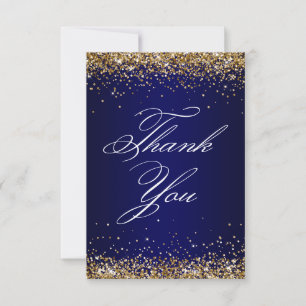 Gold Glitzer Navy Blue Ombre Elegant 40. Geburtsta Dankeskarte