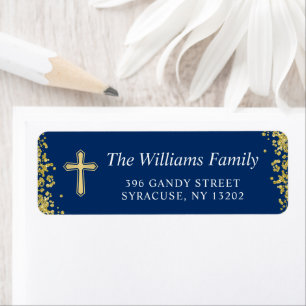 Gold Glitzer Navy Blue Religious Rücksendeadresse