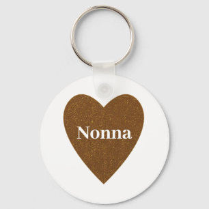 Gold Glitzer Nonna Heart Schlüsselanhänger