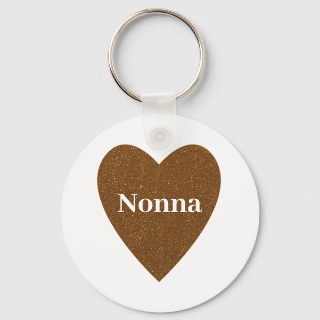 Gold Glitzer Nonna Heart Schlüsselanhänger (Vorderseite)