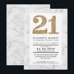 GOLD GLITZER NUMBER 21 21st INVITE einfaches Marmo Einladung<br><div class="desc">*** HINWEIS - DER GOLD GLITZER EFFECT IST EIN DRUCKENDES BILD *** Eine trendige Einladung Design für Ihren GEBURTSTAG für jedes Alter - kontaktieren Sie mich, um den Glitzer Typ für Sie zu ändern! Als Vorlage können Sie ganz einfach Ihre eigenen Daten hinzufügen oder auf die Schaltfläche Anpassen klicken und...</div>