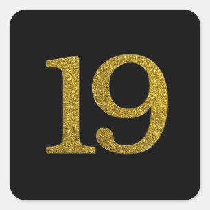 Gold Glitzer Nummer 18 Breiter Schriftart Quadratischer Aufkleber