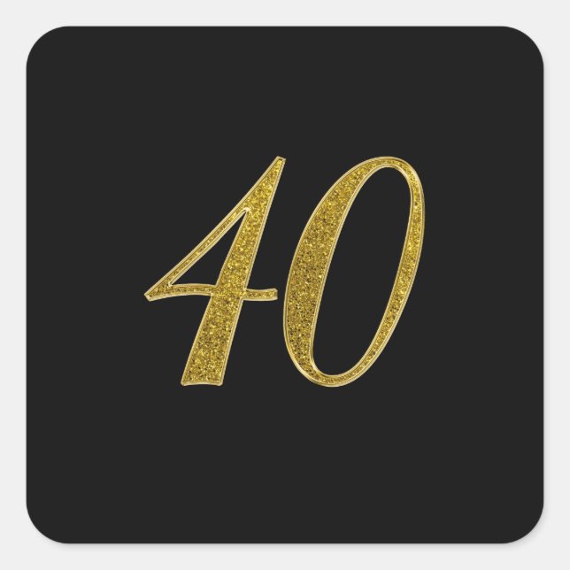 Gold Glitzer Nummer 40 Quadratischer Aufkleber (Vorderseite)