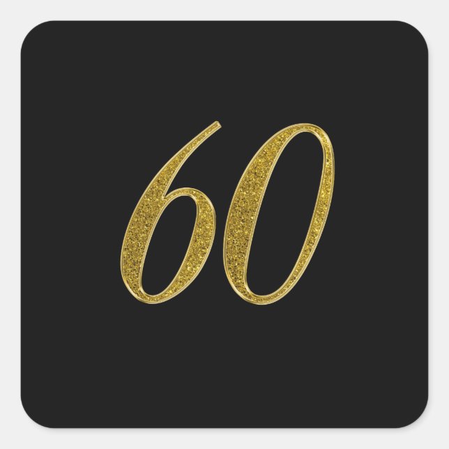 Gold Glitzer Nummer 60 Quadratischer Aufkleber (Vorderseite)