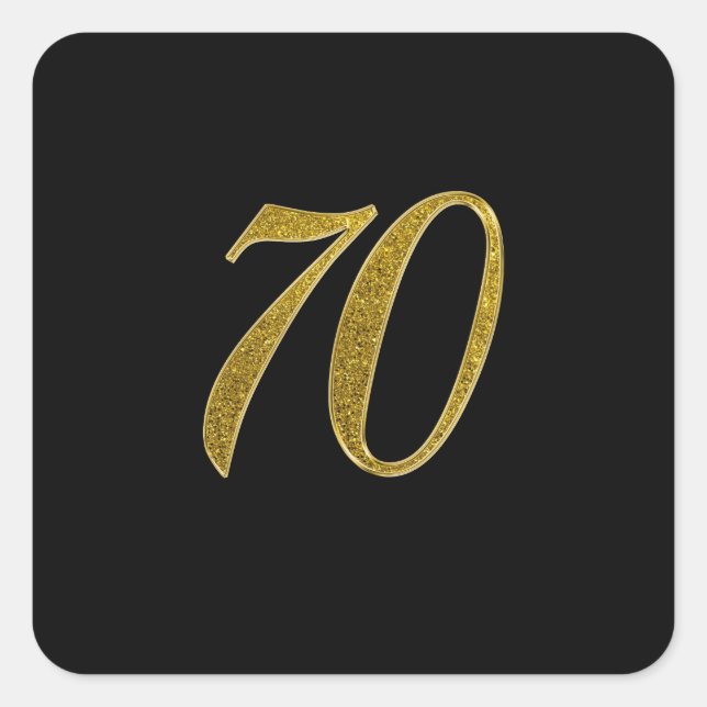 Gold Glitzer Nummer 70 Quadratischer Aufkleber (Vorderseite)