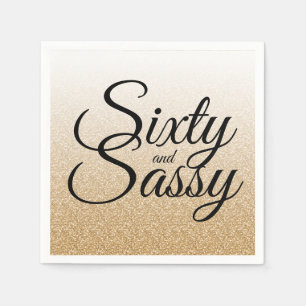 Gold Glitzer Ombre 60 und Sassy 60. Geburtstag Serviette