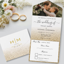 Gold Glitzer Ombre Elegant Modernes Foto Hochzeit