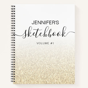 Gold Glitzer Ombre Sketchbook Name Notizbuch