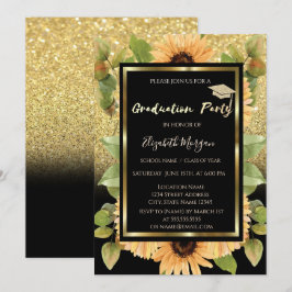 Gold Glitzer Ombre Sonnenblumen Einladung