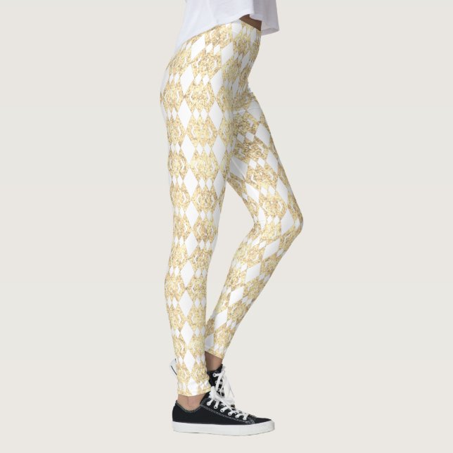 Gold Glitzer Overlap Diamond Muster Leggings (Rechts)
