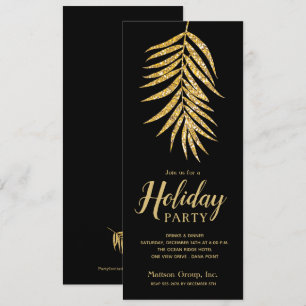Gold Glitzer Palm auf Black Christmas Party lädt e
