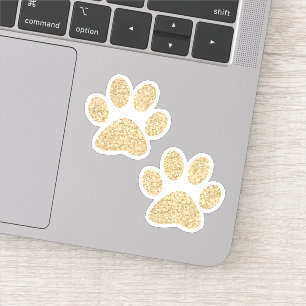 Gold Glitzer Paw Prints Aufkleber