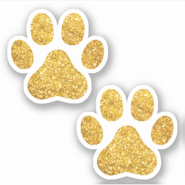 Gold Glitzer Paw Prints Pet Lover Aufkleber (Vorderseite)