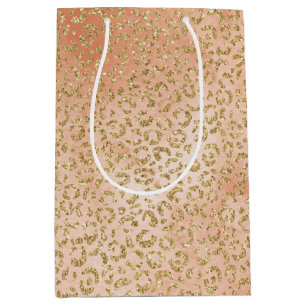 Gold Glitzer Peach Rose Leopard Print Mittlere Geschenktüte